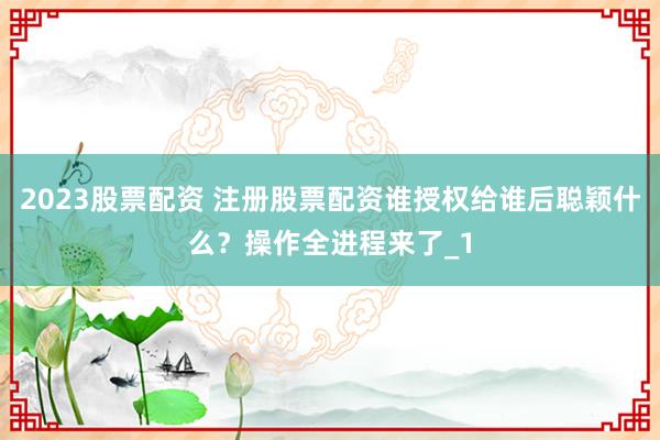 2023股票配资 注册股票配资谁授权给谁后聪颖什么?操作全进程来了_1