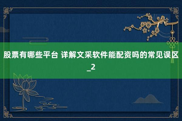 股票有哪些平台 详解文采软件能配资吗的常见误区_2